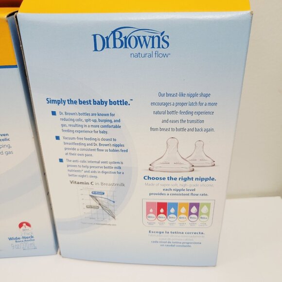 4 2 Pk Each Dr. Brown's Anti-colic Options Plus Wide-Neck Baby Bottles - Picture 4 of 5